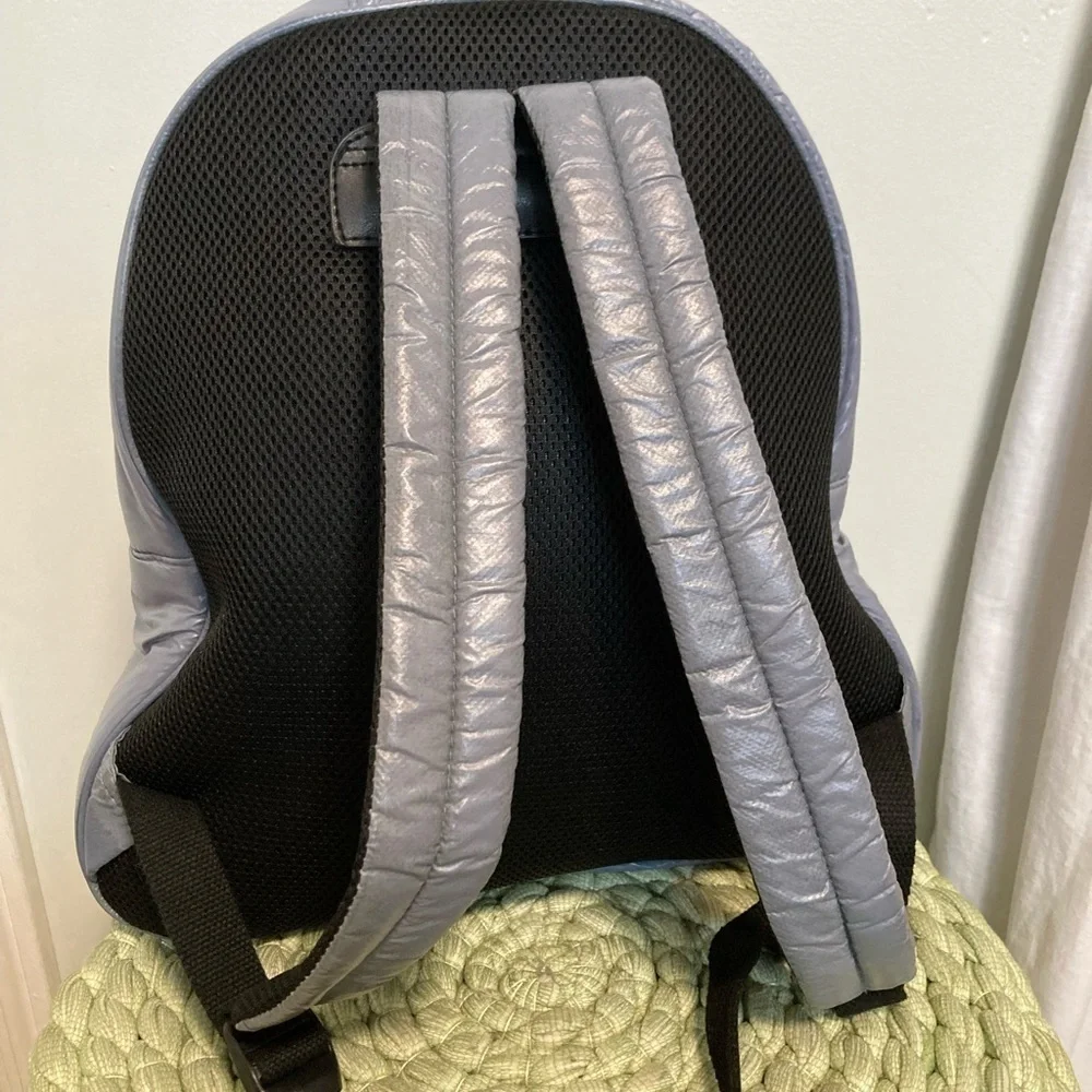 7AM Enfant Voyage Midi Bows Haze Gray/ Purple  Nylon Puffy Backpack